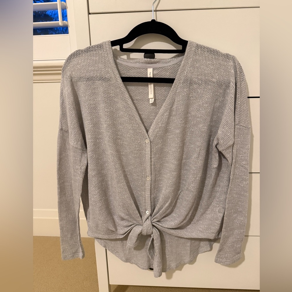 The Group by Babaton lightweight button front top with tie